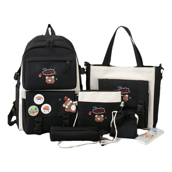 Set 5 Mochila Bolsas Escolar Estudiante Lapicera Tote Lona