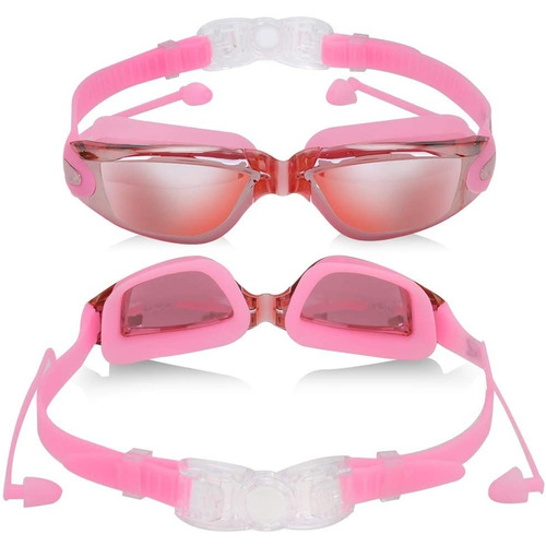 Goggles Natación Protección Uv Antiempaño Estuche Color Rosa