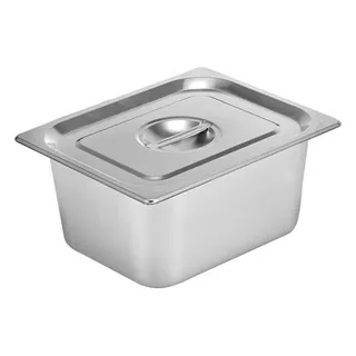 Set 5 Depositos Gastronomico 1/2 15cm Acero Inox Con Tapa