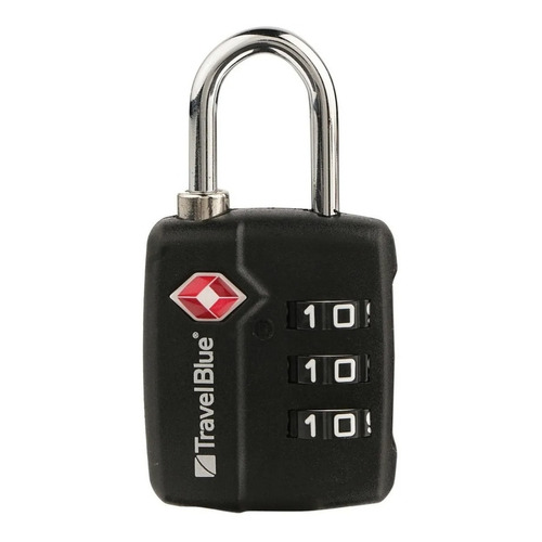 Candado Con Combinacion Tsa Rojo Maxima Seguridad 3 Diales Color Negro