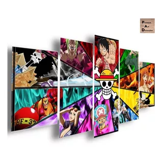 Quadro Mosaico 120x60cm Anime One Piece Personagens 5 Peças