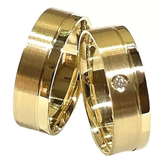 Aliança Unitária Ouro 18 K  Diamante Casamento!