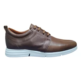 Zapato Vestir Hombre Cuero Marron Base Eva Blanca C