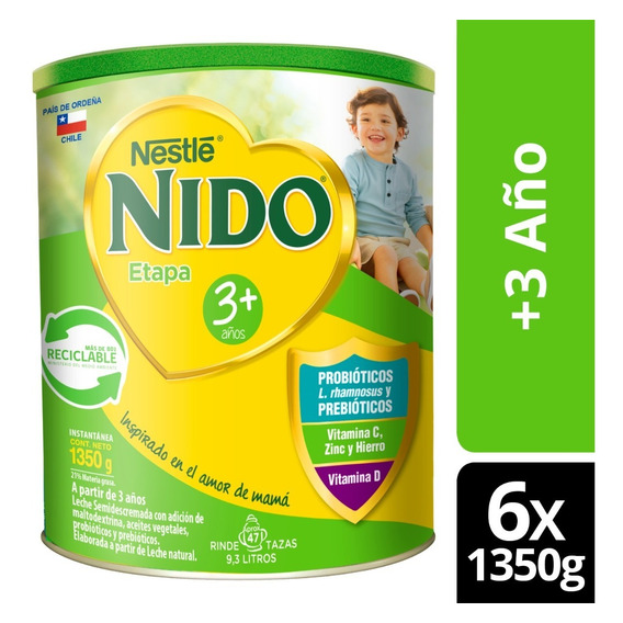 Leche Nido 3+ Protectus® 1350g Pack X6