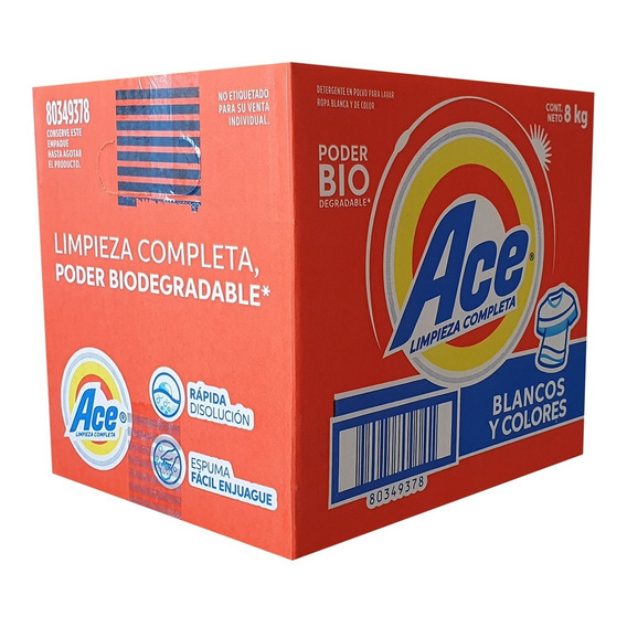 Detergente Para Ropa En Polvo Ace Maxi Limpieza Floral Antibacterial Bolsa 8 kg