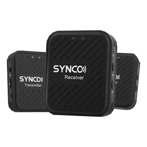 Micrófonos Synco WAIR-G1-A2 2.4G Wireless Microphone System with 1 Receiver & 2 Transmitters & 2 Lavalier Microphones 50M Transmission Range 3.5mm Plug Omnidireccional color onyx black