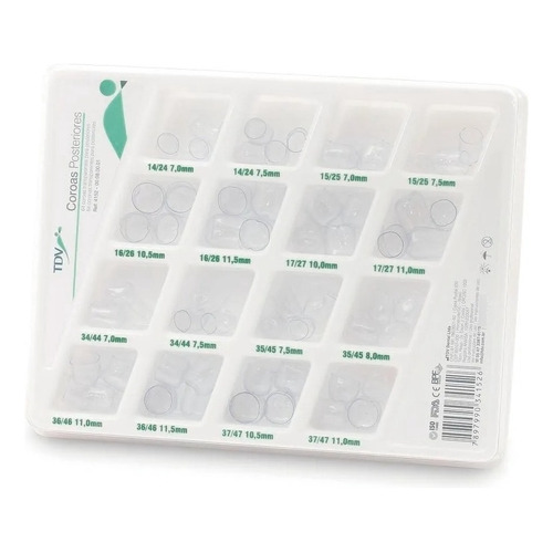 Kit Coronas Acetato Celuloide X64 Tdv Odontología Posteriore