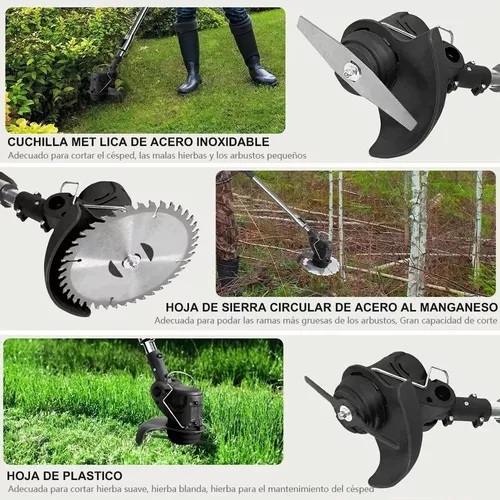Desbrozadora eléctrica sin escobillas, desbrozadora eléctrica de 21 V, 3 en  1, ligera, inalámbrica, cortadora de césped, para recortar y bordear el