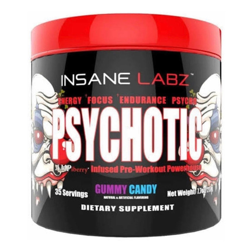 Suplemento en polvo Insane Labz  Psychotic blend sabor gummy candy en pote de 217g