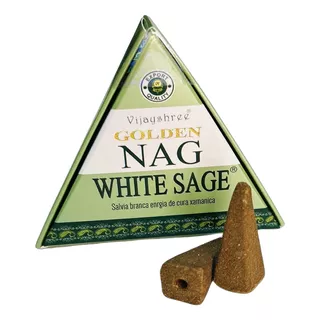 Incenso Indiano Cone Cascata Backflow Golden Nag Massala Fragrância Salvia Branca - White Sage
