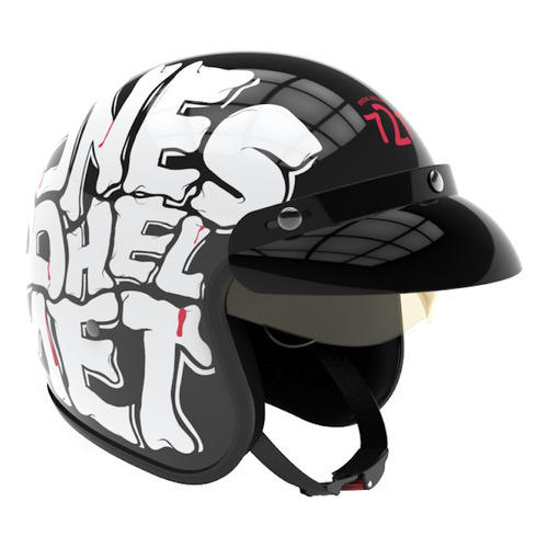 Casco para moto abierto Hawk 721  brillante huesos talle S 