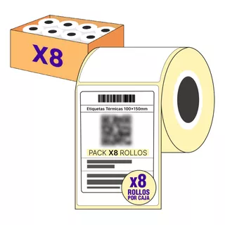 Pack X8 Etiquetas Termicas 10x15cm Colecta Full Gc420