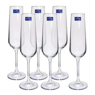 6 Copas Cristal Bohemia Tori Champagne 210 Cc Caja Original