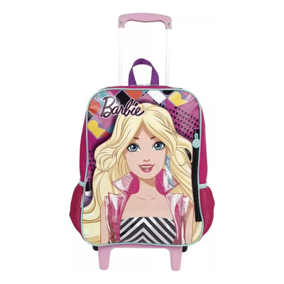 Kit Completo Mochila Escolar Barbie Listrada 17m Rodinhas G