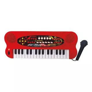 Cars Órgano Teclado Con Micrófono Luz Sonido Orig. Ditoys Color Rojo