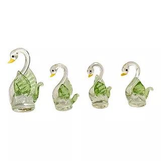 Enfeite De Cristal Família De Patos Verde 4 Patinhos Pequeno