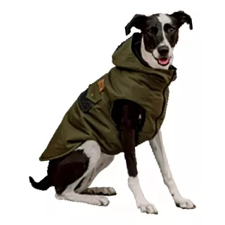Chaleco Para Perros Marca Elecant | Campera Militar En Gabardina Talle 5 | Abrigo Para Mascotas Con Capucha |