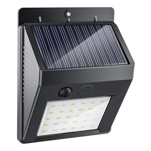 Lampara 30 Led Solar Reflector Exterior Jardin Sensor Luz Color Negro