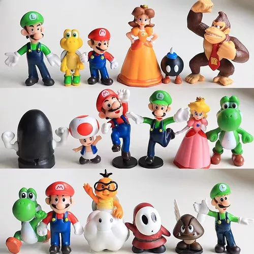 18 piezas de Mario Mini figuras de acción para niños, serie Mario Brothers,  juguetes para niños, colección de decoración de tartas, decoración de
