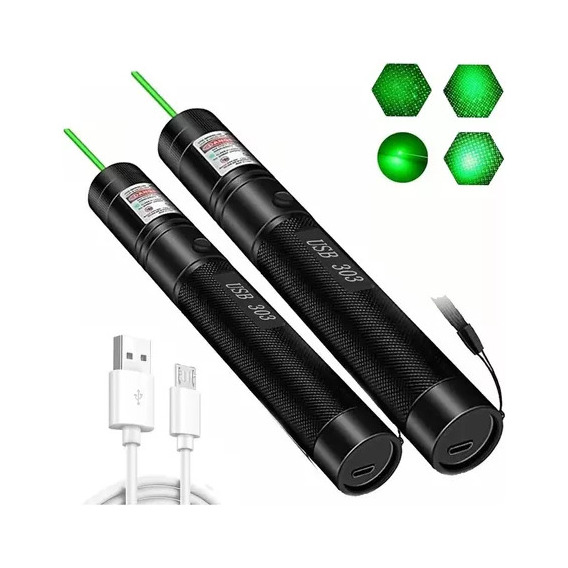 Puntero Láser Verde Proyector Carga Usb Recargable 2pcs