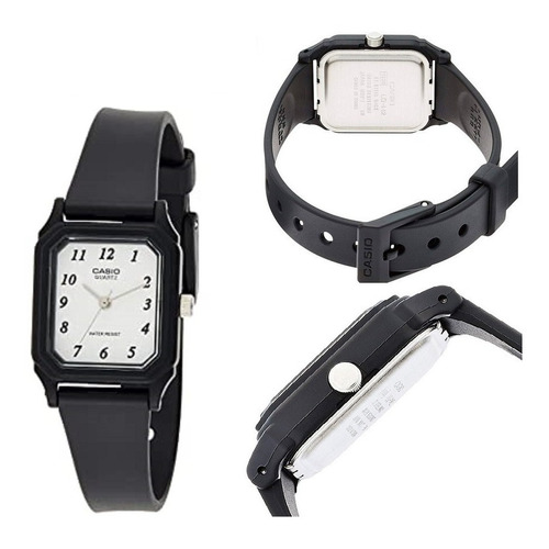 Reloj Mujer Casio Lq-142-7b Color de la malla Negro Color del bisel Negro Color del fondo Blanco