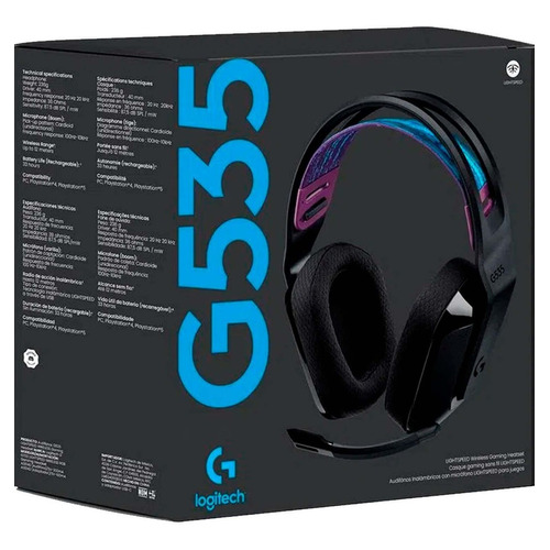 Audifonos C/ Microfono Gamer G535 Inalambrico Lightspeed Color Negro