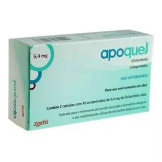 Apoquel Dermatológico Anti Coceira Cães 5,4mg 20 Comp. Cor Azul-celeste