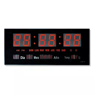 Reloj Digital De Pared Con Pantalla Led Modelo 3615 Estructura Negro