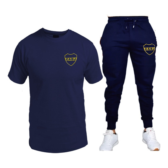 Conjunto Remera Y Pantalon Jogging Azul Marino V/ Diseños