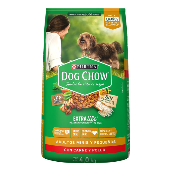 Alimento Dog Chow para perro adulto de raza pequeña sabor carne y pollo en bolsa de 4kg