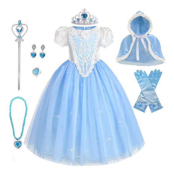Vestido De Princesa Cenicienta, Disfraz De Princesa Elsa Diseñopara Niña, Ropa De Halloween, Fiesta De Cumpleaños O Cosplay, Vestir Con Accesorios