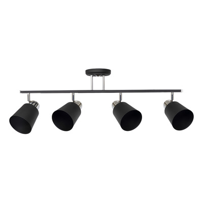 Plafon Barral 4 Luces Yencko Negro Cromo Apto Led E27 Deco Negro/cromo
