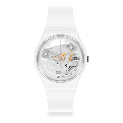 Reloj Swatch Spot Time White So31w102 Color De La Correa Blanco Color Del Fondo Transparente