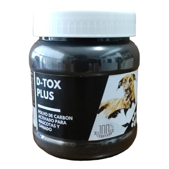 Polvo De Carbon Activado Detox Para Mascotas Y Ganado 125 Gr