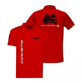 Playera Polo Mod Corvette Stingray Estampado En Reflejante