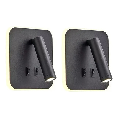 Pack X 2 Aplique Cabecera Con Tecla Cuadrado Focus Negro Ld Negro
