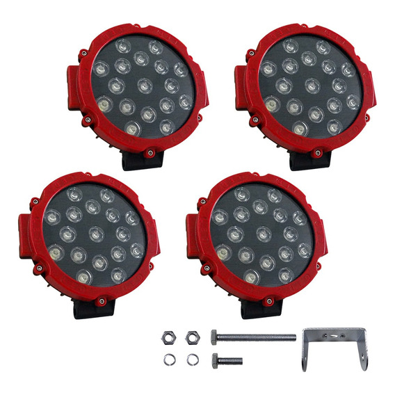 4 Unidades Faros 17 Led Redondos Para Jeep Atv Truck 7 Pulga