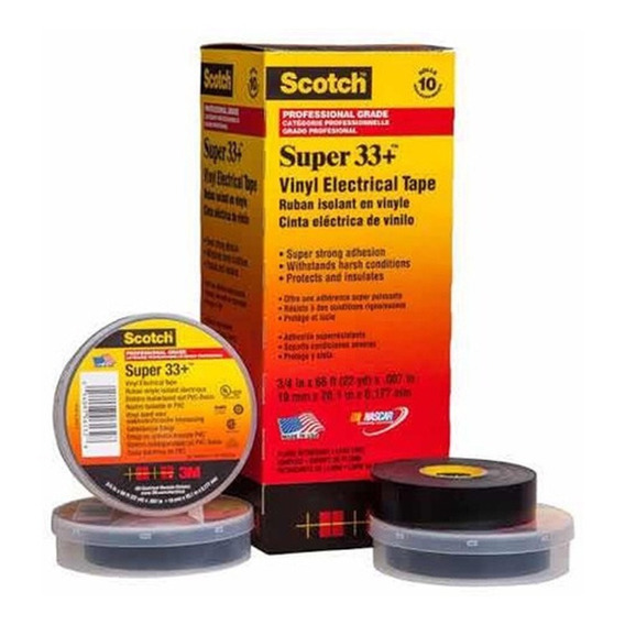 Pack 10 Cintas De Aislar Super 33+ Negra 3m Cs33