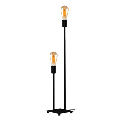 Lampara De Pie 2 Luces Bell Capuchon Apto Led Negro Deco