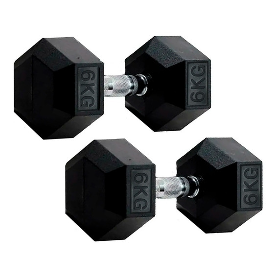 Set De Mancuernas Hexagonal 2 De 6kg Entrenamiento Maciza