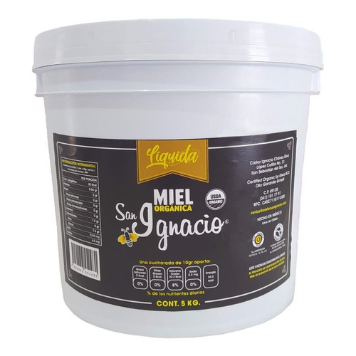 San Ignacio miel orgánica liquida multifloral cubeta 5kg