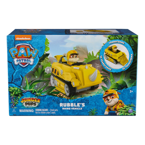 Paw Patrol 6069248 Jungle Pups vehículo de Rino de Rubble con figura