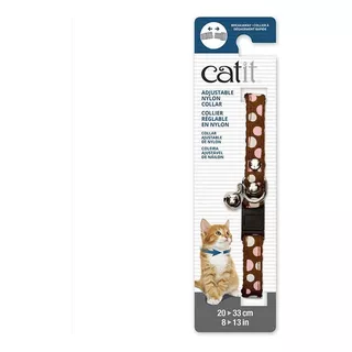 Catit Collar Ajustable Para Gatos Color Café Con Lunares