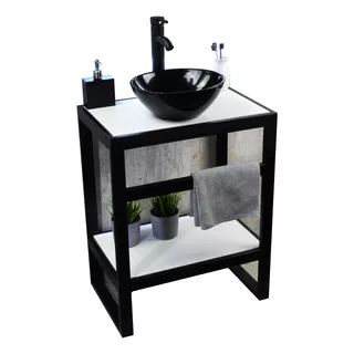 Esatto® Mueble Baño Negro Lavabo Llave Desagües Tec Nero N