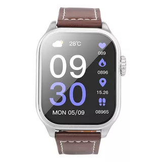 Smartwatch Hoco. Y17 Ip 67 Resistente Agua Bluetooth 5.0 Ppm Caja Blanco Correa Plateado Bisel Plateado Diseño De La Correa Cuero Beige