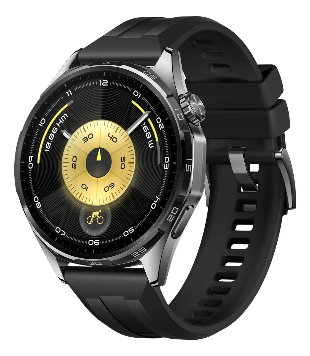 Smartwatch HUAWEI WATCH GT 6 46mm Potenciômetro de Ciclismo no Pulso Bateria com Autonomia de Até 21 Dias Bem-Estar Emocional Multidimensional Compatível com iOS e Android GPS Integrado Preto
