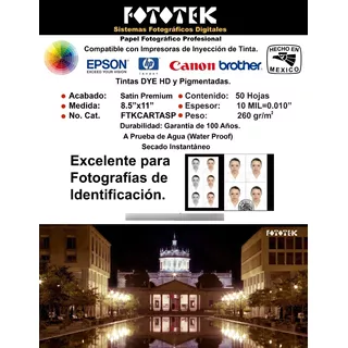 Papel Fotográfico Profesional Carta Satín Premium 50 Fotos