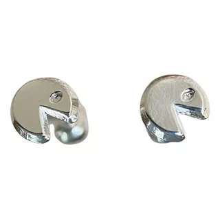 Broqueles  Pacman Plata Ley  925 Bro208  5mm