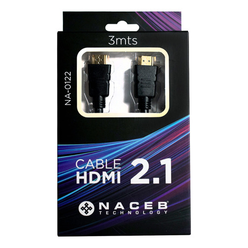 Naceb Tenhnology Cable HDMI 2.1 HDR NA-0122 Dolby Vision Compatible 3 Metros Color Negro