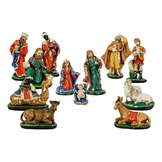 Presepio Natalino 20cm Italiano 12 Peças Gesso Enfeite